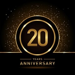 20th anniversary logo. Golden anniversary celebration logo design for booklet, leaflet, magazine, brochure poster, web, invitation or greeting card. rings vector illustrations.
