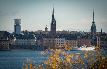 Aerial view of Stockholm City Center, autumn. Vacation and travel concept 