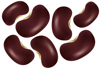 Set of kidney bean concept black vector food illustration