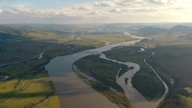 clouds float over the river valley