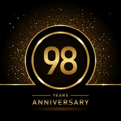 98th anniversary logo. Golden anniversary celebration logo design for booklet, leaflet, magazine, brochure poster, web, invitation or greeting card. rings vector illustrations.