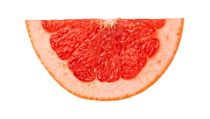 Grapefruit slice isolated on white background.