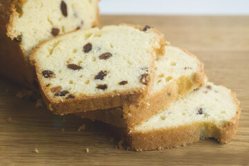 close-up. delicious dried fruit cake sliced. dried fruitcake.