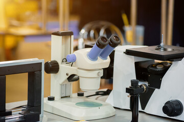 Metrological research. The microscope is industrial. Eye Microscope Lenses