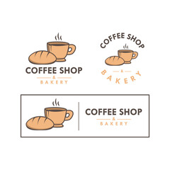 Hand drawn coffee shop and bakery logo template collection