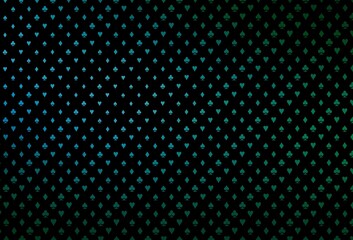 Dark blue, green vector template with poker symbols.