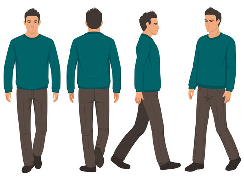 vector illustration, man walking, fashion man isolated