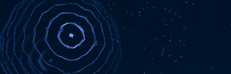 Digital technological background. Abstract structure with connected dots and lines. Big data. 3D rendering.