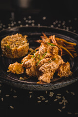 Perfect Sushi Japanese Asian Seafood Food Dish Drink Cocktail Dessert Menu Gourmet Restaurant Chef on Dark Background