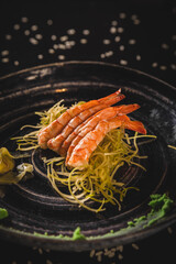 Perfect Sushi Japanese Asian Seafood Food Dish Menu Gourmet Restaurant Chef on Dark Background