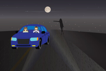 Car on the night track.