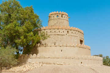 Exterior and towers of the Al Jahili Fort in Al Ain, Abu Dhabi, United Arab Emirates, Arabia