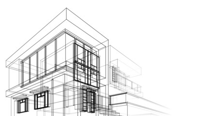Fototapeta premium architectural sketch of a house