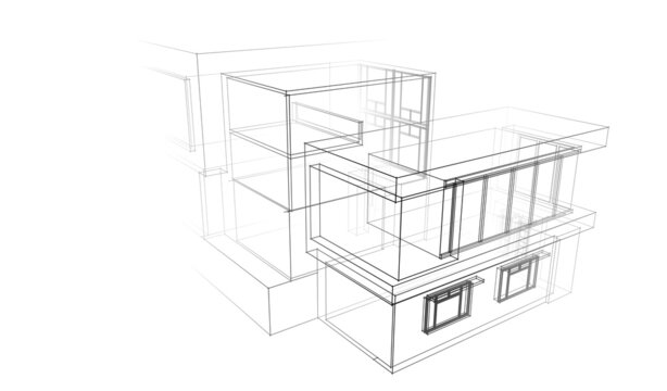 3d wireframe of a building