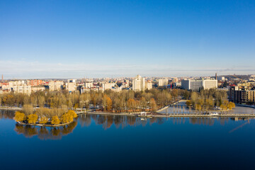Fototapeta na wymiar The Ternopol city landscape aerial panorama view