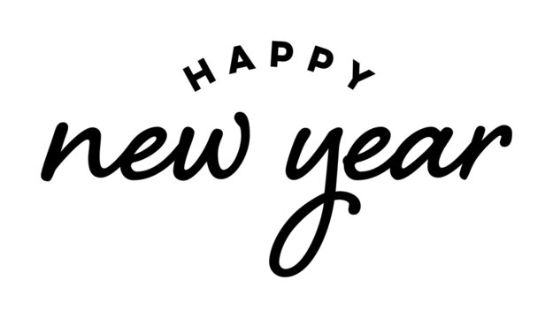 Happy New Year Script Text Letter. Vector Typography for New Year Greeting Card, Invitation or Banner.