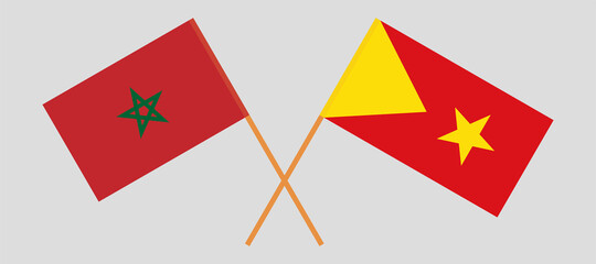 Crossed flags of Morocco and Tigray. Official colors. Correct proportion