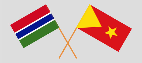 Crossed flags of the Gambia and Tigray. Official colors. Correct proportion