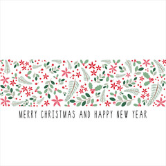Greeting card with Christmas decoration vector illustration isolated on white background