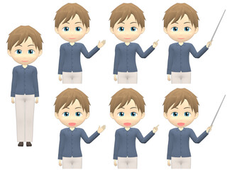 [Presentation A] Caucasian Man shirts Medium hair front