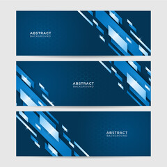 Modern Tech Dark Blue Abstract Stripes Wide Banner Design Background