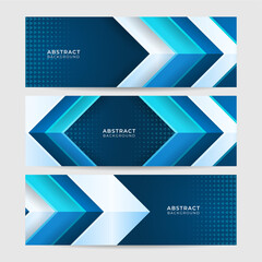 Fototapeta premium Shiny Dark Blue Abstract Geometric Wide Banner Design Background