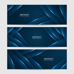 Shiny Wave Blue Abstract Geometric Wide Banner Design Background
