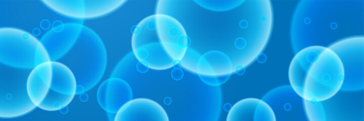 Orbs Blue Abstract Geometric Wide Banner Design Background