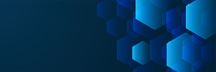 Obraz premium Hexa Dark Blue Abstract Geometric Wide Banner Design Background