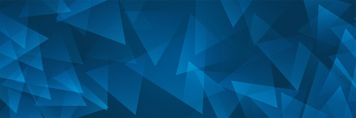 Triangle shape Dark Blue Abstract Geometric Wide Banner Design Background