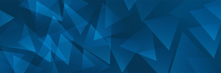 Triangle shape Dark Blue Abstract Geometric Wide Banner Design Background