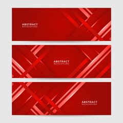 Highlight Red Abstract Stripes Wide Banner Design Background