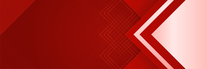 Shadow shape Red Abstract Geometric Wide Banner Design Background