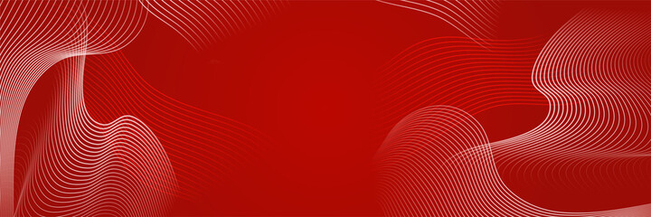 Wave Layer Red Abstract Geometric Wide Banner Design Background