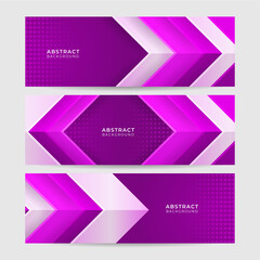 Shiny Purple Abstract Geometric Wide Banner Design Background