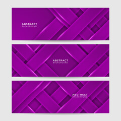 Diagonal Purple Abstract Stripes Wide Banner Design Background