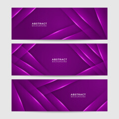 Shiny Wave Purple Abstract Geometric Wide Banner Design Background