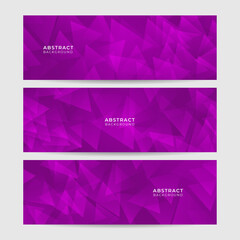 Triangle shape Purple Abstract Geometric Wide Banner Design Background