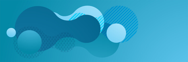 Wave Bloob Blue Abstract Geometric Wide Banner Design Background