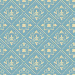 Old-fashioned background pattern on a blue background. Vector illustration for your design projects, seamless pattern, wallpaper textures with flat design.