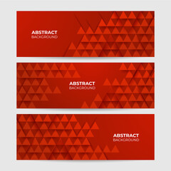 3d Triangle shape Red Abstract Geometric Wide Banner Design Background