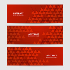 Fototapeta premium 3d Triangle shape Red Abstract Geometric Wide Banner Design Background