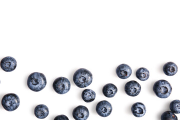 Tasty ripe bilberries on white background