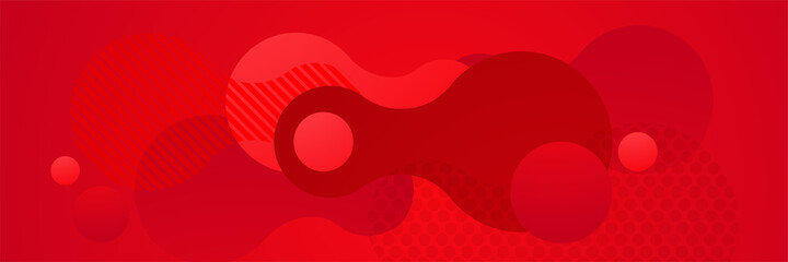 Wave Bloob Red Abstract Geometric Wide Banner Design Background