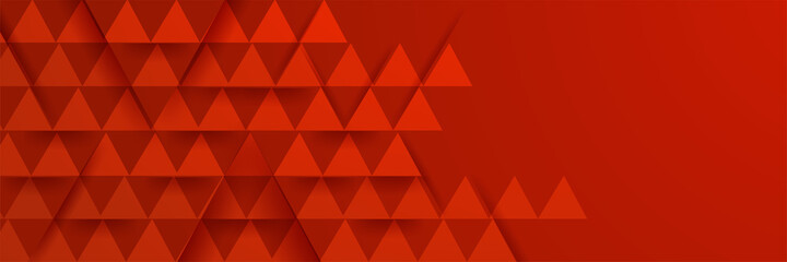 3d Triangle shape Red Abstract Geometric Wide Banner Design Background