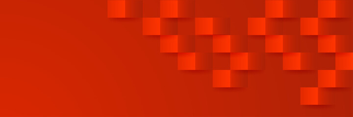 Block shape Dark Red Abstract Geometric Wide Banner Design Background