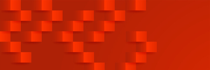Block shape Dark Red Abstract Geometric Wide Banner Design Background