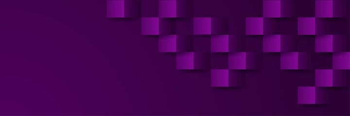 Block shape Purple Abstract Geometric Wide Banner Design Background