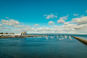 Aerial View of Edinburgh Marina:  stunning new waterside development views of the coastline and the Firth of Forth, enjoy the tranquility of this stunning marina from the comfort of your boat