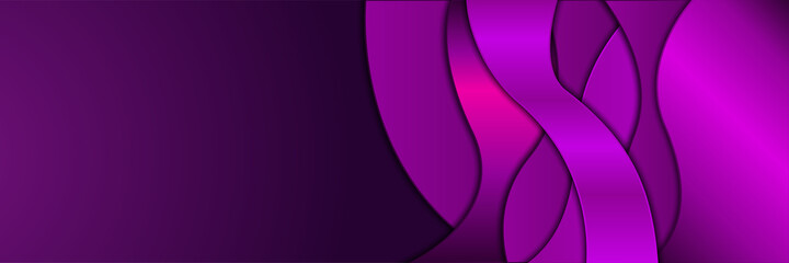 Wive Line Tech Purple Abstract Geometric Wide Banner Design Background